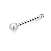 2mm Pearl Silver Bone Nose Stud NSKD-148p